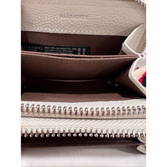 All Saints Women's Cream Fetch Leather Card Wallet NWOT - Picture 3 of 4